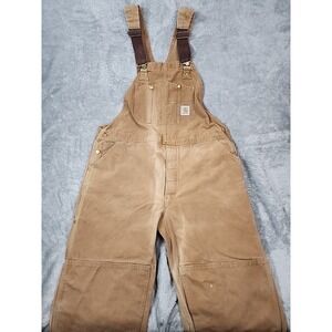 VINTAGE Carhartt Duck Bib Overalls 44x30 Brown Double Knee BF6 Union Made in USA